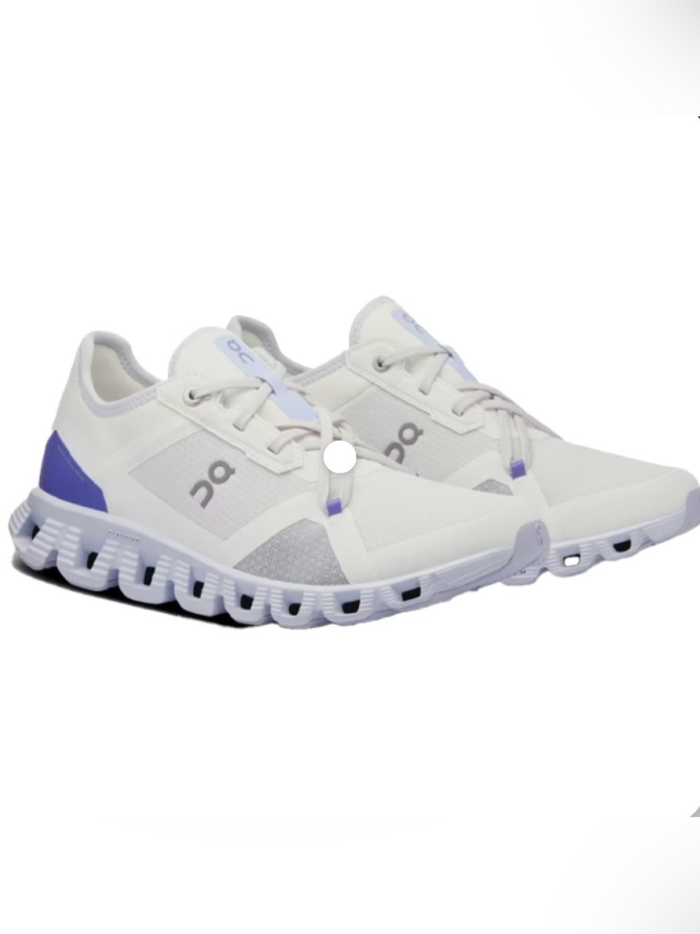 On Running White Athletic Shoes with Light Purple Accents